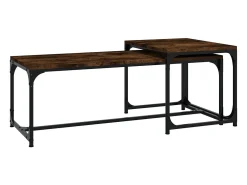Mesa De Centro| Mesas de centro 2 pcs derivados de madeira carvalho fumado PT519780 Castanho