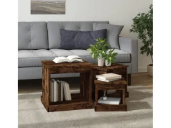 Mesa De Centro* Mesas de centro 3 pcs derivados de madeira carvalho fumado PT879245 Castanho