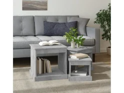 Mesa De Centro* Mesas de centro 3 pcs derivados de madeira -cimento Cinzento