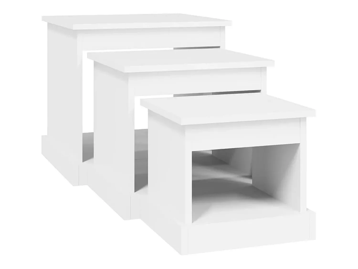 Mesa De Centro| Mesas de centro 3 pcs derivados de madeira PT692524 Branco
