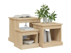 Mesa De Centro| Mesas de centro 3 pcs derivados de madeira carvalho sonoma PT580930 Castanho