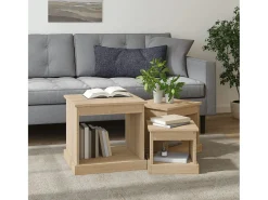 Mesa De Centro| Mesas de centro 3 pcs derivados de madeira carvalho sonoma PT580930 Castanho