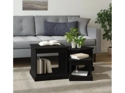 Mesa De Centro* Mesas de centro 3 pcs derivados de madeira Preto