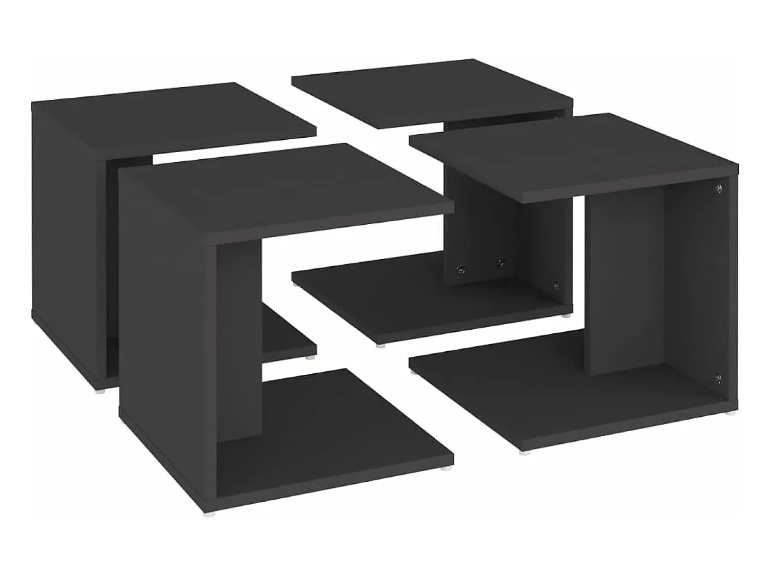 vidaxl Mesas de centro 4 pcs 33x33x33 cm derivados de madeira cinza^ Mesa De Centro