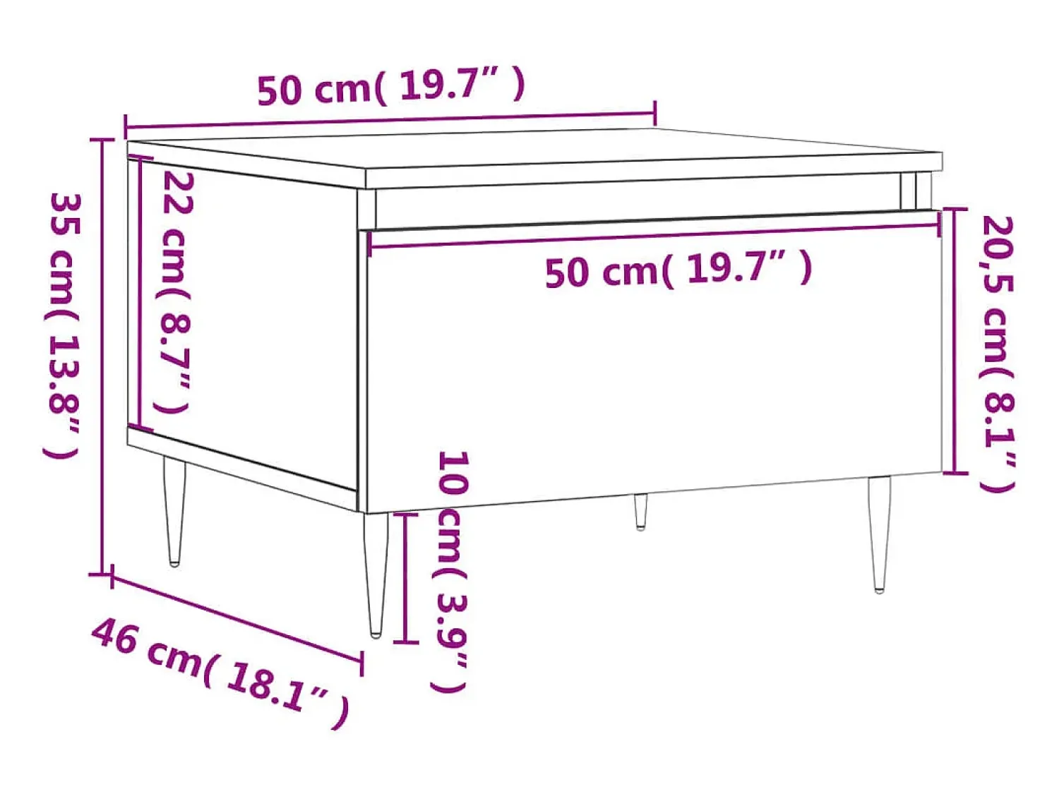 Mesa De Centro*vidaxl Mesas de centro 2 pcs 50x46x35 cm derivados de madeira Branco