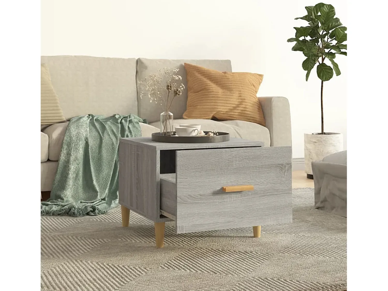 Mesa De Centro* Mesas de centro 2 pcs 50x50x40 cm madeira proc. sonoma cinza PT334962 Cinzento