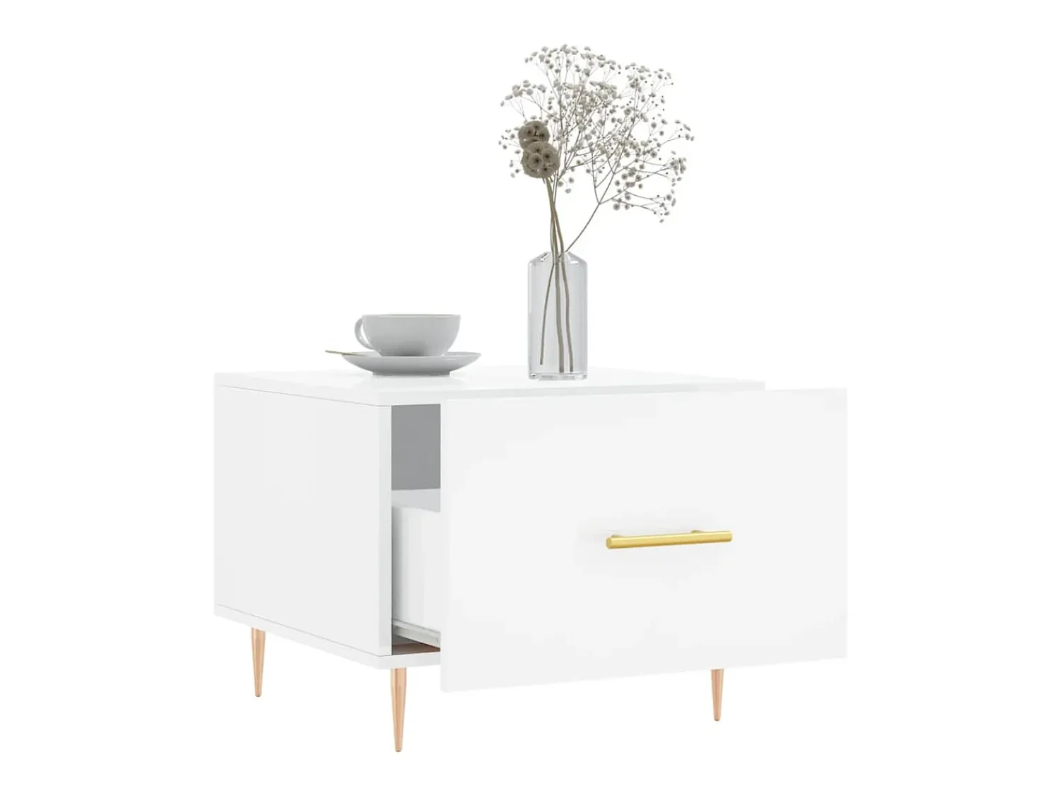 Mesa De Centro| Mesas de centro 2 pcs 50x50x40 cm brilhante PT188136 Branco