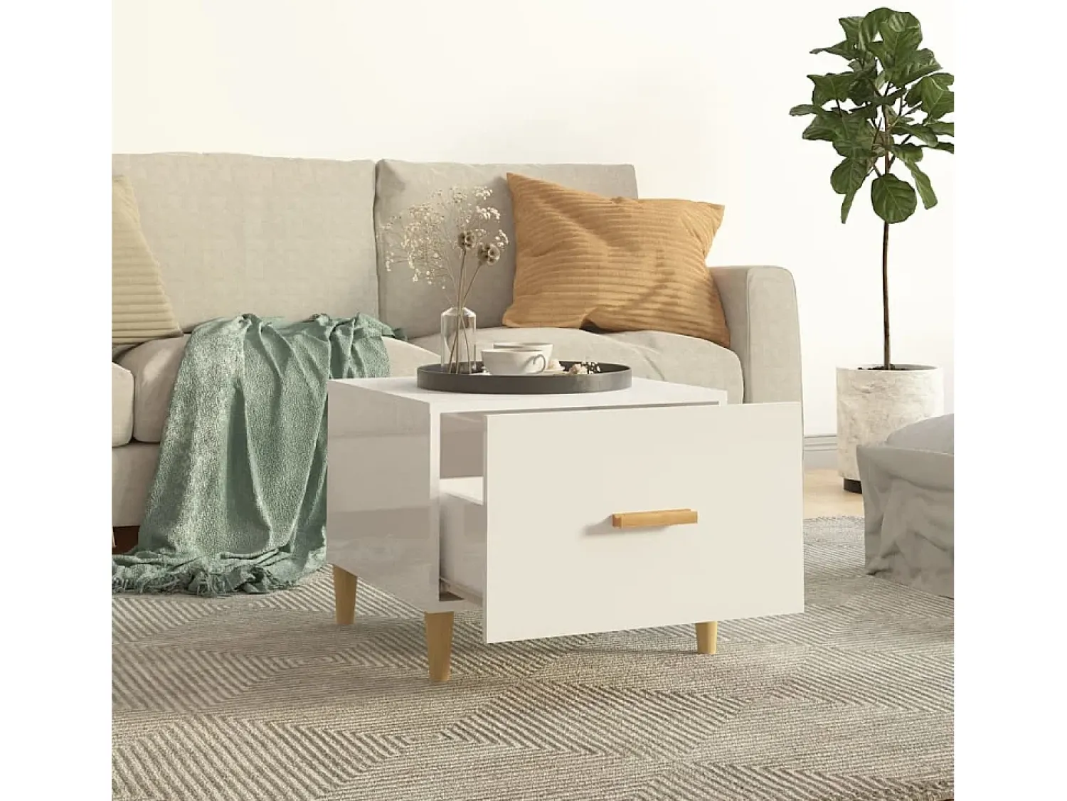 Mesa De Centro| Mesas de centro 2 pcs 50x50x40 cm brilhante PT109820 Branco