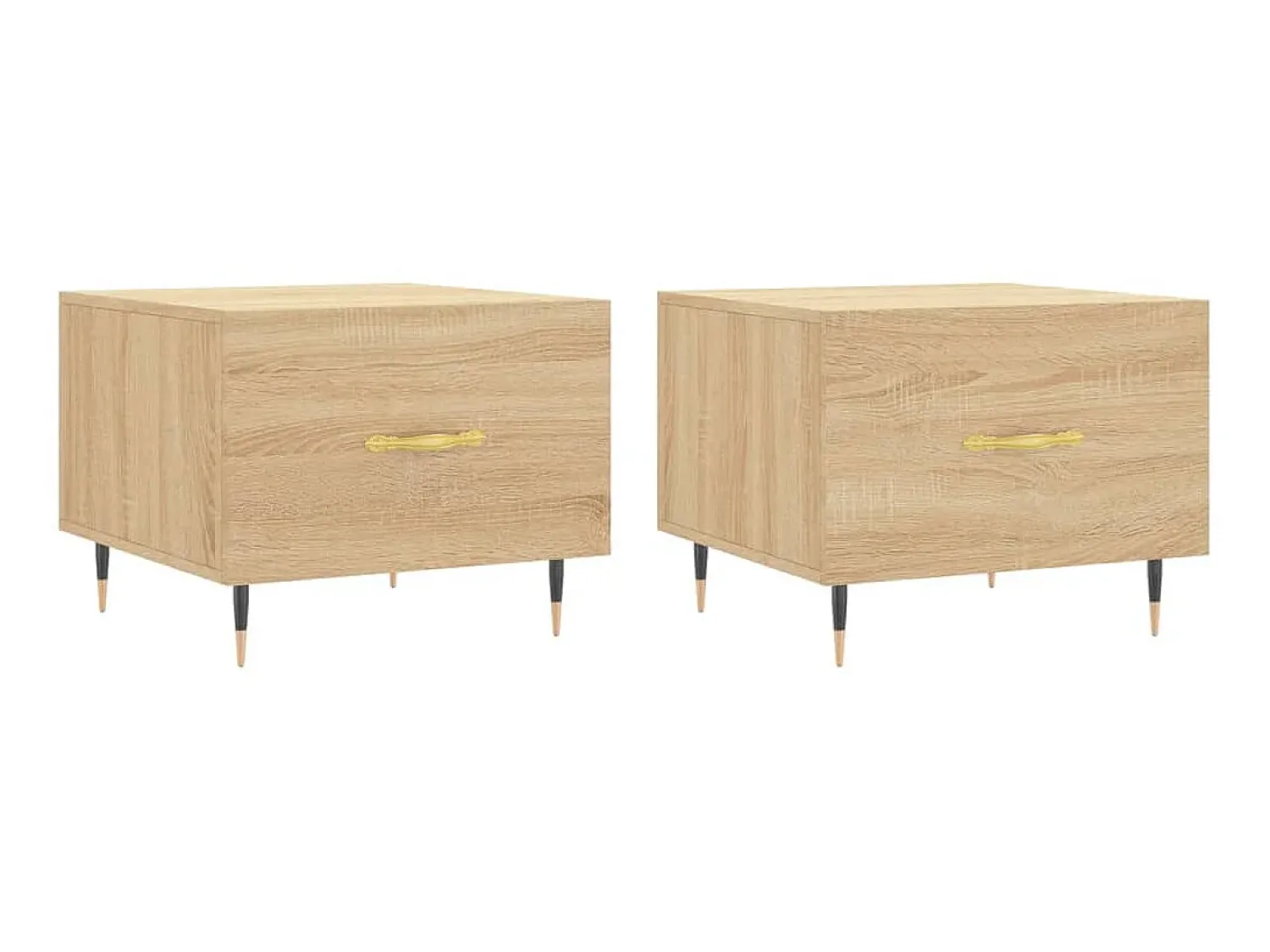 Mesa De Centro* Mesas de centro 2 pcs 50x50x40cm deriv. madeira carvalho sonoma PT170385 Castanho