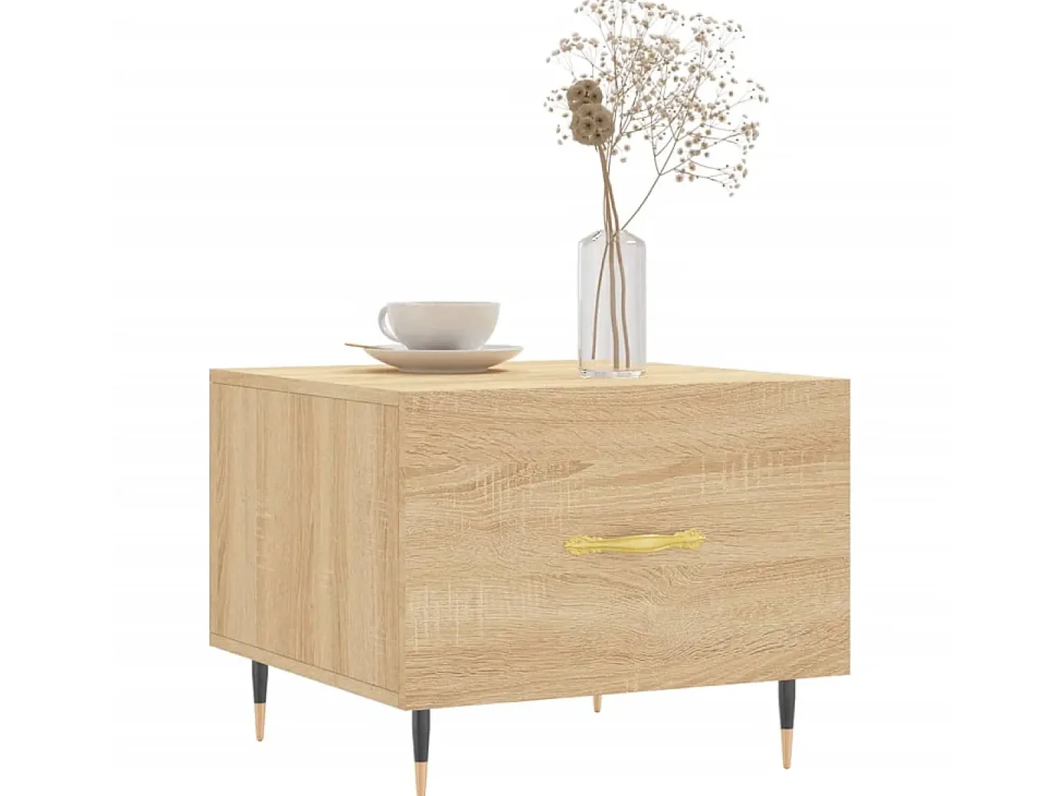 Mesa De Centro* Mesas de centro 2 pcs 50x50x40cm deriv. madeira carvalho sonoma PT170385 Castanho