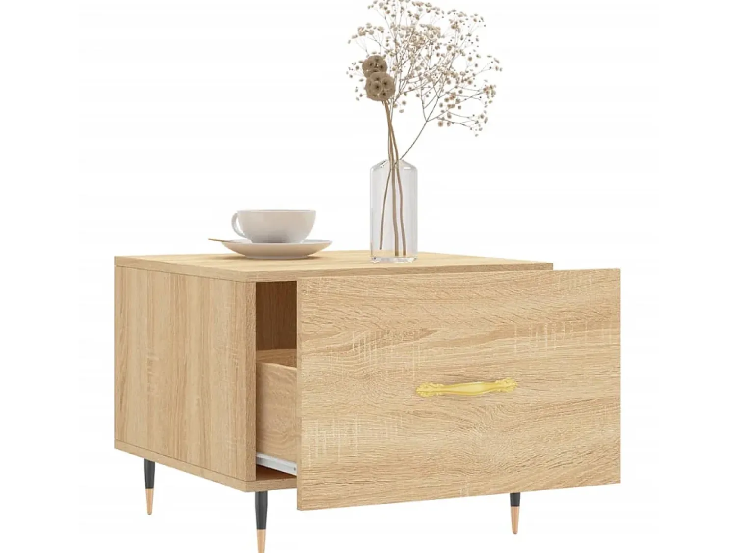 Mesa De Centro* Mesas de centro 2 pcs 50x50x40cm deriv. madeira carvalho sonoma PT170385 Castanho