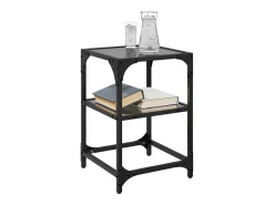 Best Mesas de centro c/ tampo em vidro 2 pcs 30x30x45 cm aço PT632794 Preto