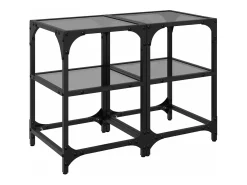 Outlet vidaxl Mesas de centro c/ tampo em vidro 2 pcs 30x30x45 cm aço Preto