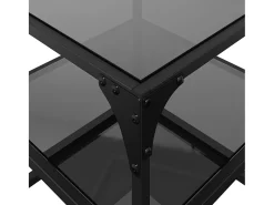 New vidaxl Mesas de centro c/ topo em vidro 2 pcs 40x40x45 cm aço Preto