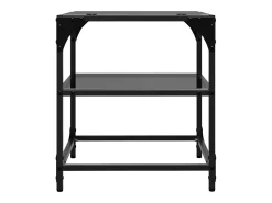New vidaxl Mesas de centro c/ topo em vidro 2 pcs 40x40x45 cm aço Preto