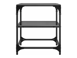 New vidaxl Mesas de centro c/ topo em vidro 2 pcs 40x40x45 cm aço Preto