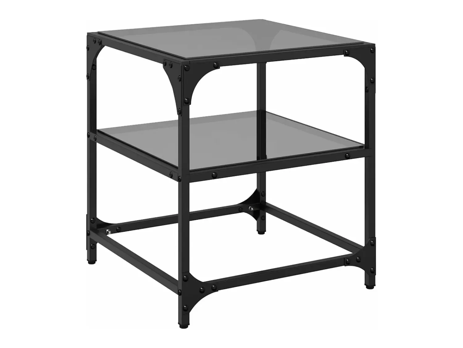 New vidaxl Mesas de centro c/ topo em vidro 2 pcs 40x40x45 cm aço Preto