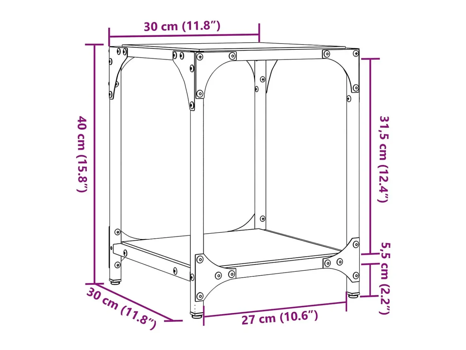 Mesa De Centro*vidaxl Mesas de centro c/ topo em vidro 2 pcs 30x30x40 cm aço Preto