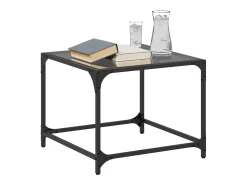 Mesa De Centro* Mesas de centro c/ topo em vidro 2 pcs 50x50x40 cm aço PT842609 Preto
