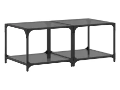 Mesa De Centro*vidaxl Mesas de centro c/ topo em vidro 2 pcs 50x50x40 cm aço Preto