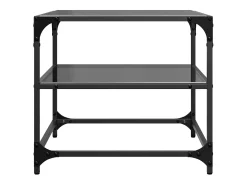 Mesas de centro c/ topo em vidro 2 pcs 50x50x45 cm aço PT151170 Preto
