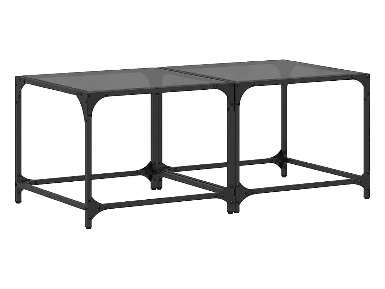 vidaxl Mesas de centro c/ topo em vidro 2 pcs 50x50x40 cm aço^ Mesa De Centro