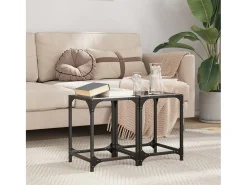 Mesas de centro c/ topo em vidro 2 pcs 30x30x40 cm aço PT172250 Preto