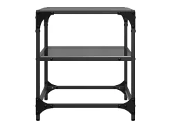 Outlet Mesas de centro c/ topo em vidro 2 pcs 40x40x45 cm aço PT580735 Preto