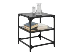 Outlet Mesas de centro c/ topo em vidro 2 pcs 40x40x45 cm aço PT580735 Preto