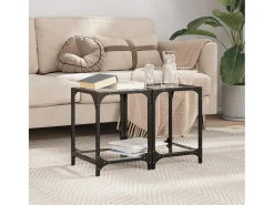 Mesa De Centro| Mesas de centro c/ topo vidro 2 pcs 30x30x40cm aço PT770843 Transparente