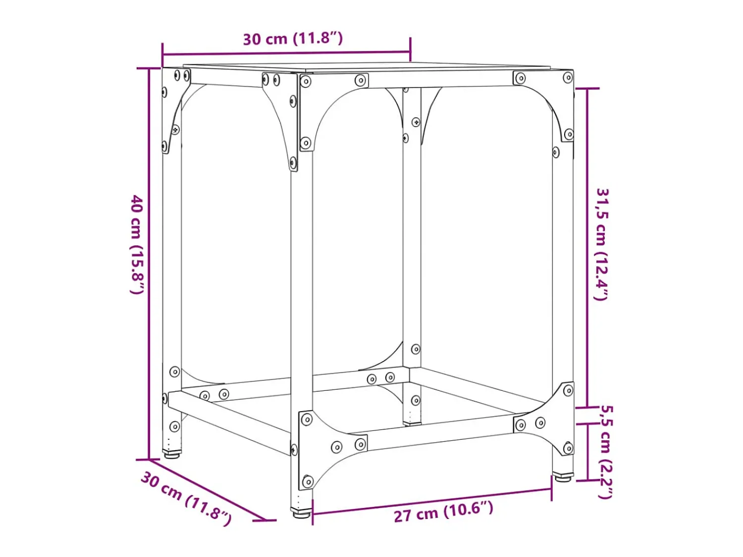 Mesa De Centro|vidaxl Mesas de centro c/ topo vidro 2 pcs 30x30x40cm aço Transparente