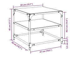 vidaxl Mesas de centro c/ topo vidro 2 pcs 50x50x45cm aço^ Mesa De Centro