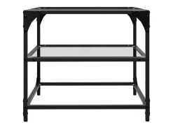 vidaxl Mesas de centro c/ topo vidro 2 pcs 50x50x45cm aço^ Mesa De Centro