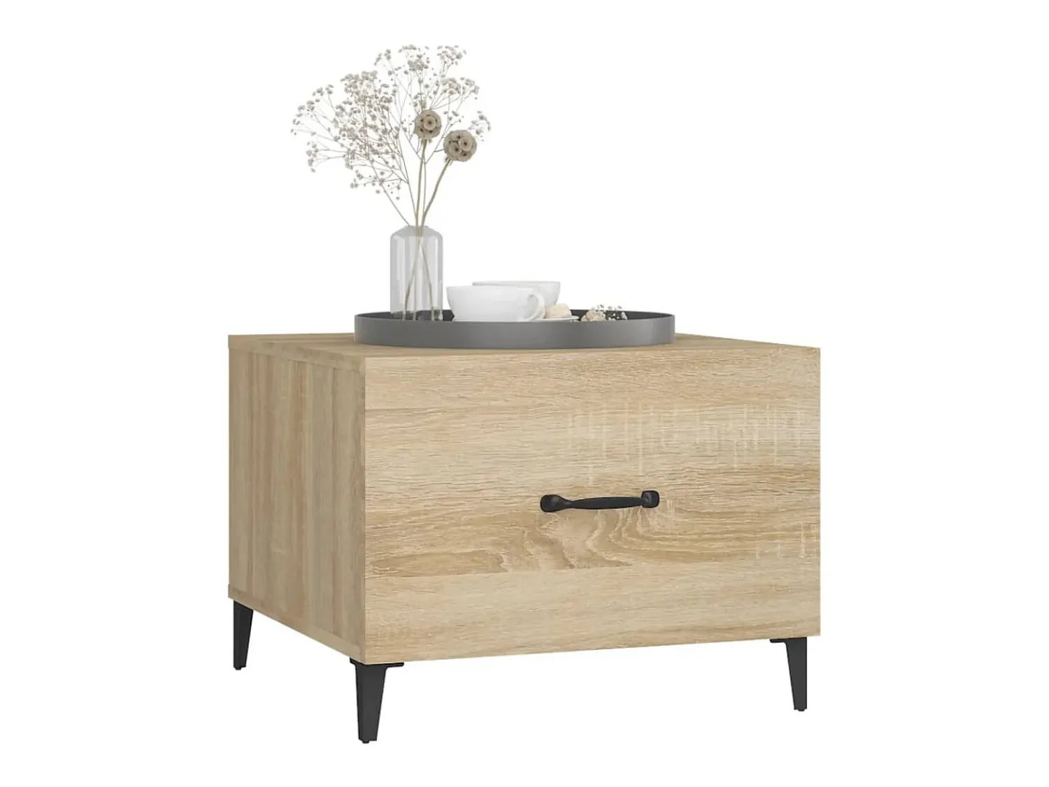 Mesa De Apoio* Mesas de centro com pernas de metal 2 pcs 50x50x40 cm sonoma PT238449 Castanho