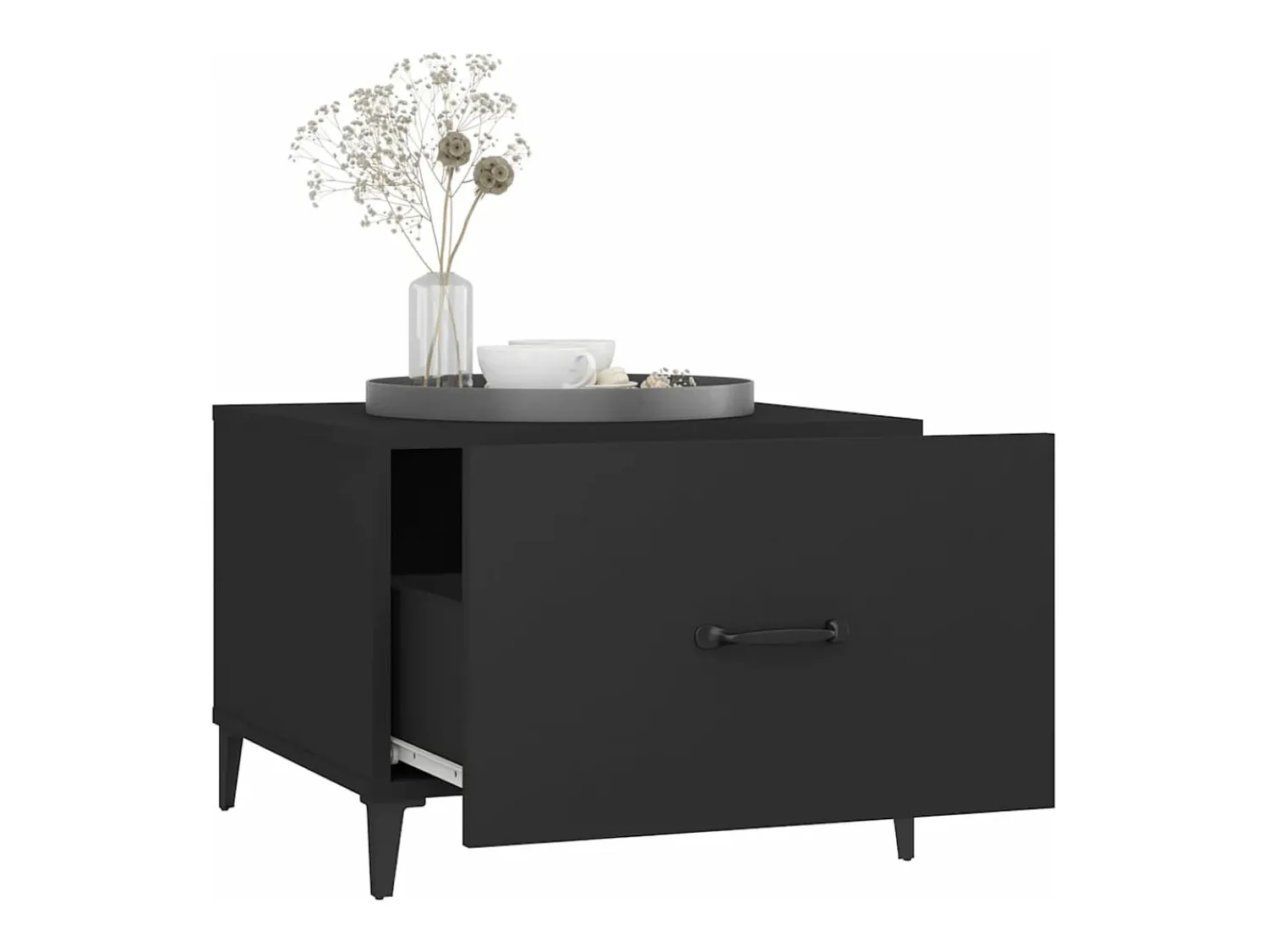 Mesa De Centro*vidaxl Mesas de centro com pernas de metal 2 pcs 50x50x40 cm Preto
