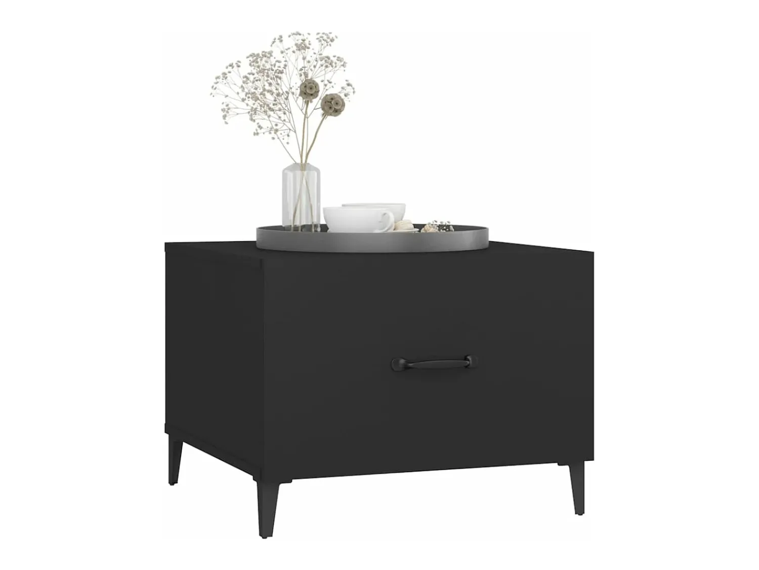 Mesa De Centro*vidaxl Mesas de centro com pernas de metal 2 pcs 50x50x40 cm Preto