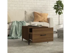 Mesa De Apoio| Mesas de centro com pernas de metal 2 pcs 50x50x40 cm PT945191 Castanho