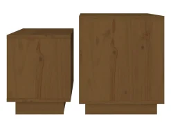 Outlet vidaxl Mesas de centro de encastrar 2 pcs pinho maciço castanho mel Natural claro