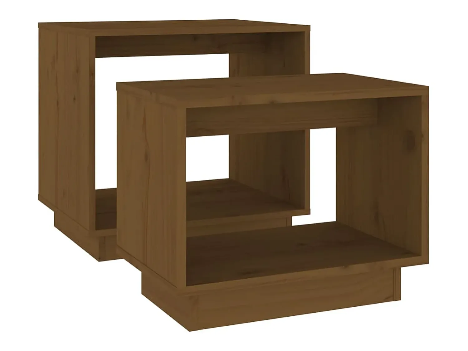 Outlet vidaxl Mesas de centro de encastrar 2 pcs pinho maciço castanho mel Natural claro