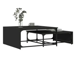 Mesa De Centro* Mesas de centro de encastrar 2 pcs deriv.madeira/metal PT872573 Preto