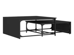 Mesa De Centro* Mesas de centro de encastrar 2 pcs deriv.madeira/metal PT872573 Preto