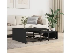 Mesa De Centro* Mesas de centro de encastrar 2 pcs deriv.madeira/metal PT872573 Preto