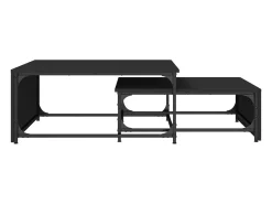 Mesa De Centro* Mesas de centro de encastrar 2 pcs deriv.madeira/metal PT872573 Preto