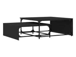 Mesa De Centro|vidaxl Mesas de centro de encastrar 2 pcs deriv.madeira/metal Preto