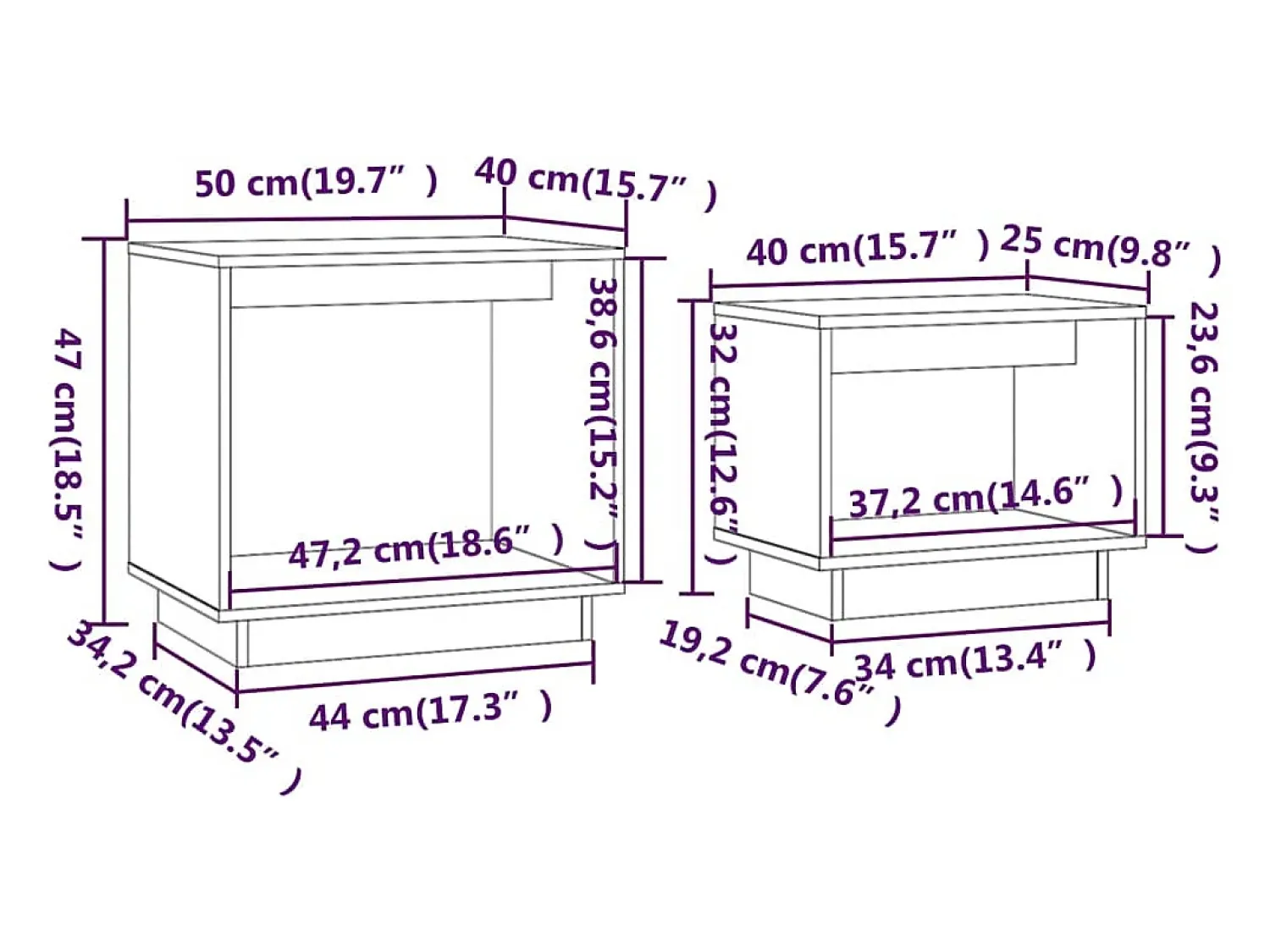 Mesa De Centro*vidaxl Mesas de centro de encastrar 2 pcs pinho maciço Branco