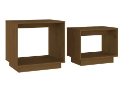 Best Mesas de centro de encastrar 2 pcs pinho maciço mel PT981981 Castanho