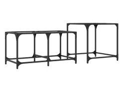 Mesa De Centro*vidaxl Mesas de centro encastrar 2 pcs c/ tampo vidro aço Transparente