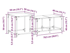 Mesa De Centro*vidaxl Mesas de centro encastrar 2 pcs c/ tampo vidro aço Transparente