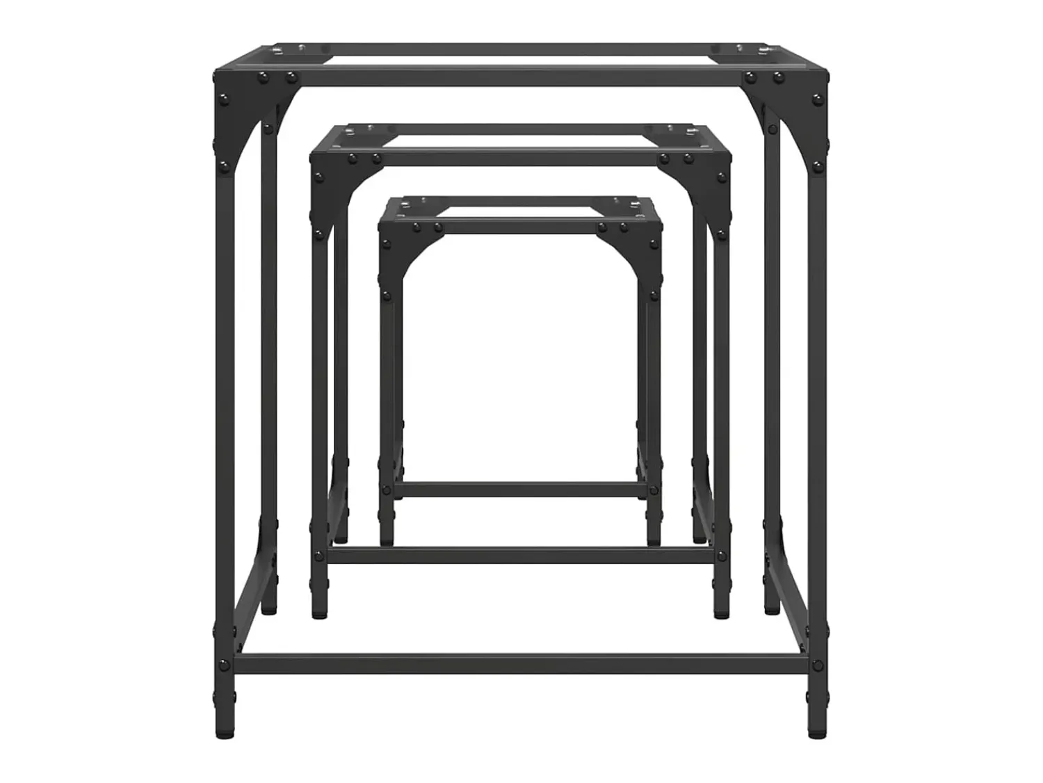 Mesa De Centro| Mesas de centro encastrar 3 pcs c/ tampo vidro aço PT288395 Transparente
