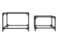 Mesa De Centro| Mesas de centro encastrar 2 pcs c/ tampo vidro aço PT378802 Transparente